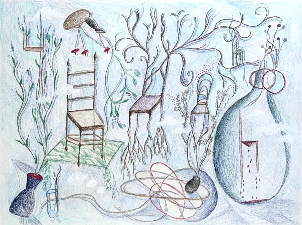 Just for a little while. Drwaing. Kathrin Ess. Chairs